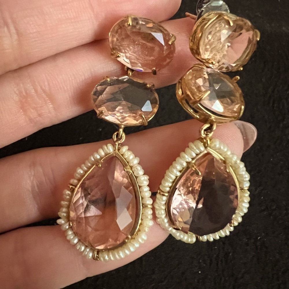 18K Gold Plated- Birthstone with Pearls Earrings